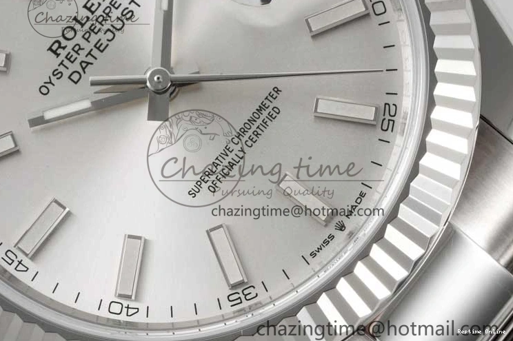 0227 DateJust 41 126334 Clean 1:1 Best Edition 904L Steel Silver Stick Dial on Oyster Bracelet VR Modern 2434